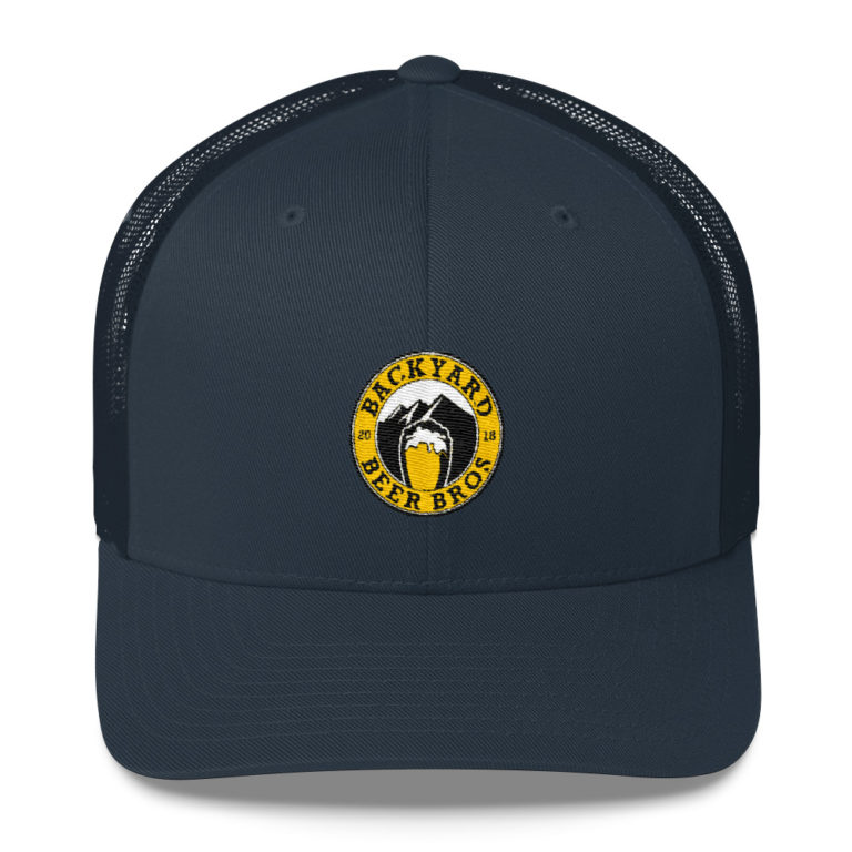 Embroidered Trucker Hat – Blue and Yellow